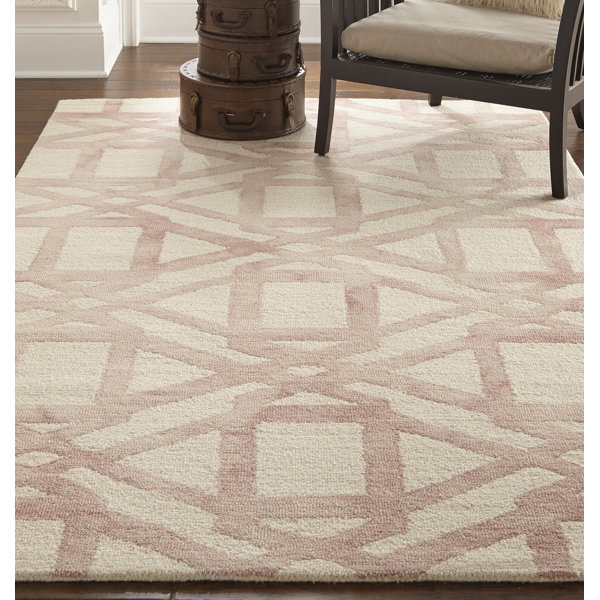 Dakota Fields Frederick Abstract Handmade Tufted Wool Blush Area Rug